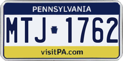 PA license plate MTJ1762