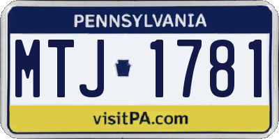 PA license plate MTJ1781