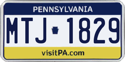 PA license plate MTJ1829