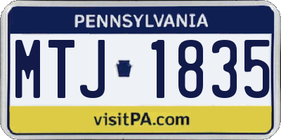 PA license plate MTJ1835