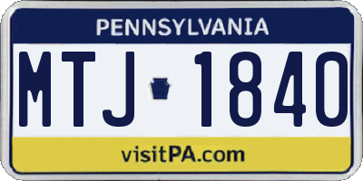 PA license plate MTJ1840