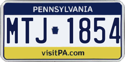 PA license plate MTJ1854