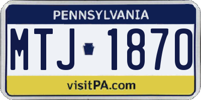 PA license plate MTJ1870