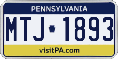 PA license plate MTJ1893
