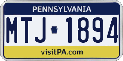PA license plate MTJ1894