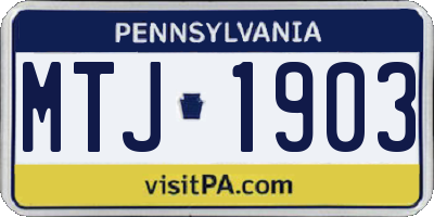 PA license plate MTJ1903