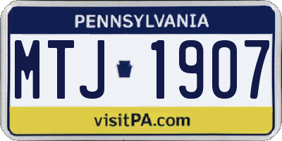 PA license plate MTJ1907
