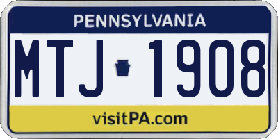 PA license plate MTJ1908