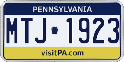 PA license plate MTJ1923