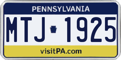 PA license plate MTJ1925