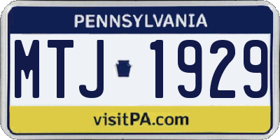 PA license plate MTJ1929
