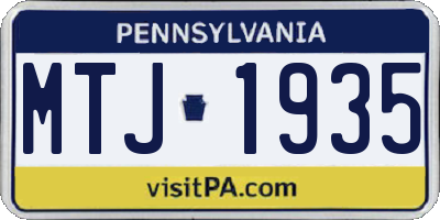 PA license plate MTJ1935