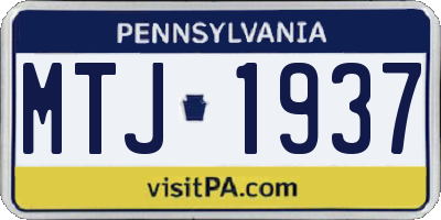 PA license plate MTJ1937
