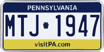 PA license plate MTJ1947