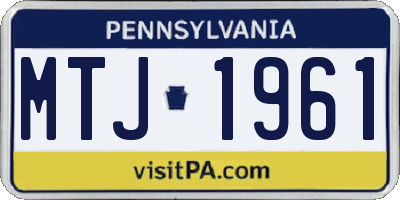PA license plate MTJ1961