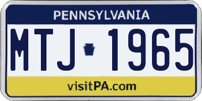PA license plate MTJ1965