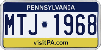 PA license plate MTJ1968