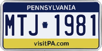 PA license plate MTJ1981