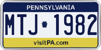 PA license plate MTJ1982