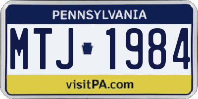 PA license plate MTJ1984