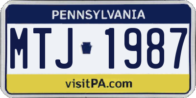 PA license plate MTJ1987