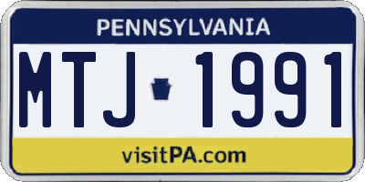 PA license plate MTJ1991