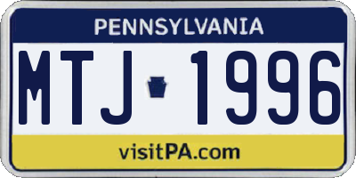 PA license plate MTJ1996