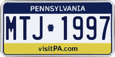 PA license plate MTJ1997
