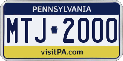 PA license plate MTJ2000
