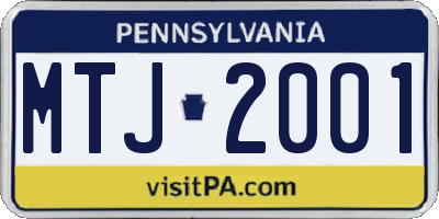 PA license plate MTJ2001