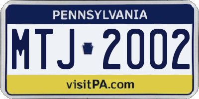 PA license plate MTJ2002