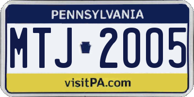 PA license plate MTJ2005