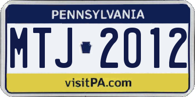 PA license plate MTJ2012