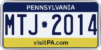 PA license plate MTJ2014
