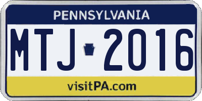 PA license plate MTJ2016