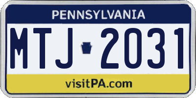 PA license plate MTJ2031