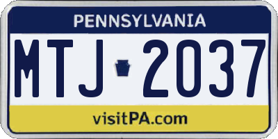 PA license plate MTJ2037