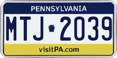 PA license plate MTJ2039