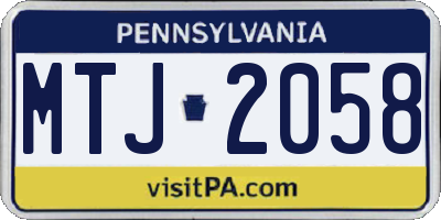 PA license plate MTJ2058