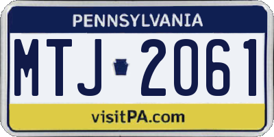 PA license plate MTJ2061