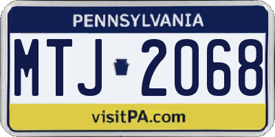 PA license plate MTJ2068