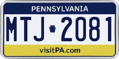 PA license plate MTJ2081