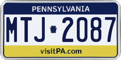 PA license plate MTJ2087