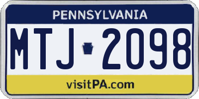 PA license plate MTJ2098