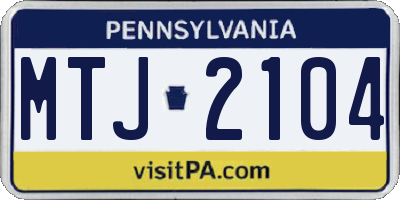 PA license plate MTJ2104