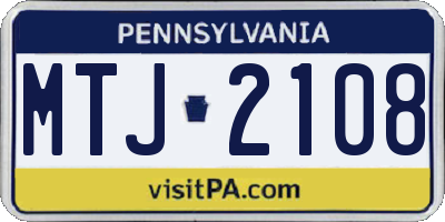 PA license plate MTJ2108