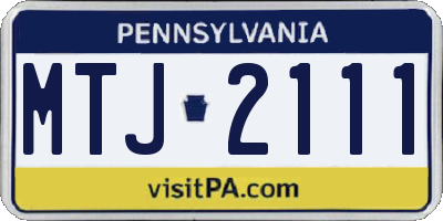 PA license plate MTJ2111