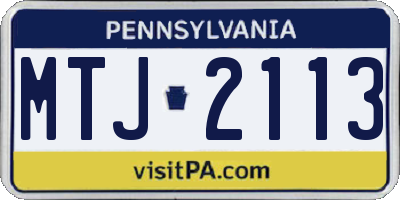 PA license plate MTJ2113