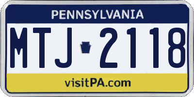 PA license plate MTJ2118