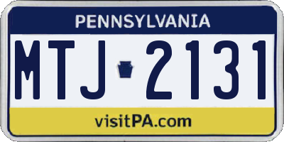 PA license plate MTJ2131